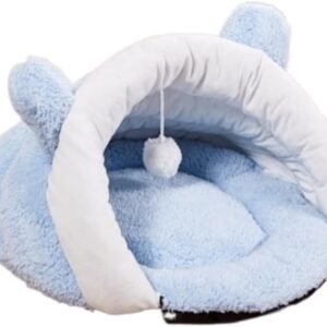Dog Mattress Pet Bed Cute Plush Puppy Cave Cat Sleep Bag Small Dog Sleeping Tools Warm Slipper Shape Comfortable Dog Bed(Blue,55 * 45 * 30cm)