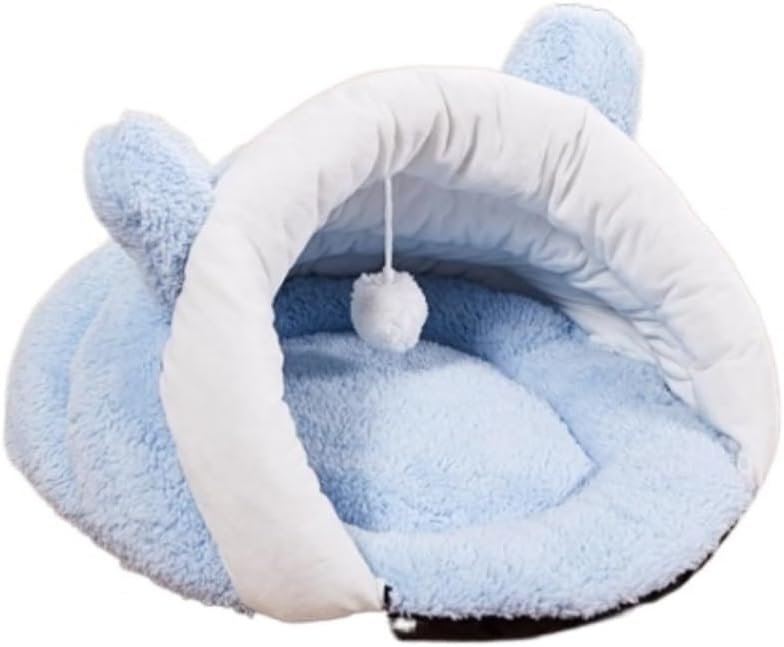 Dog Mattress Pet Bed Cute Plush Puppy Cave Cat Sleep Bag Small Dog Sleeping Tools Warm Slipper Shape Comfortable Dog Bed(Blue,55 * 45 * 30cm)