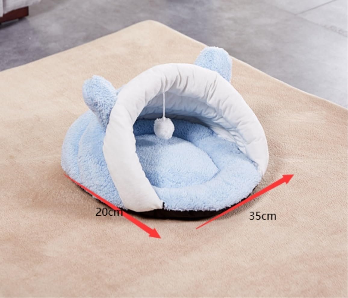 Dog Mattress Pet Bed Cute Plush Puppy Cave Cat Sleep Bag Small Dog Sleeping Tools Warm Slipper Shape Comfortable Dog Bed(Blue,55 * 45 * 30cm) - Image 2