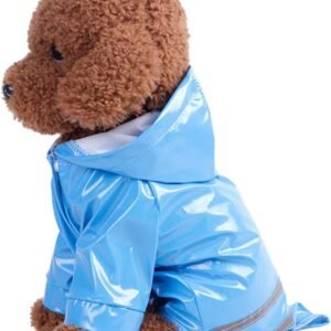 Outdoor Puppy Pet Rain Coat with Hood Waterproof Jackets PU Reflective Raincoat for Dogs Cats Apparel Clothes