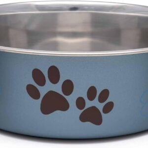 Dog Bowls- Stainless Steel Dog & Cat Bowls - Spill Proof Dog Food Bowl, Cat Bowl, Puppy Essentials & Pet Supplies Great for Home & Travel (Large 35-65 lbs, Blueberry)