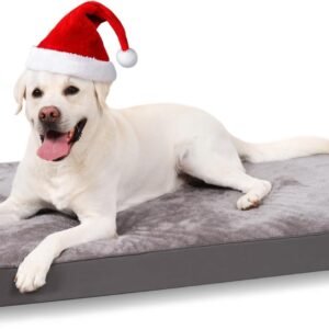 Dog Beds Large Washable, Orthopedic Dog Crate Beds with Waterproof Removable Cover, Flat Dog Mattress Non skid Bottom, Pet Beds for Dogs, Grey, 90x55x7cm