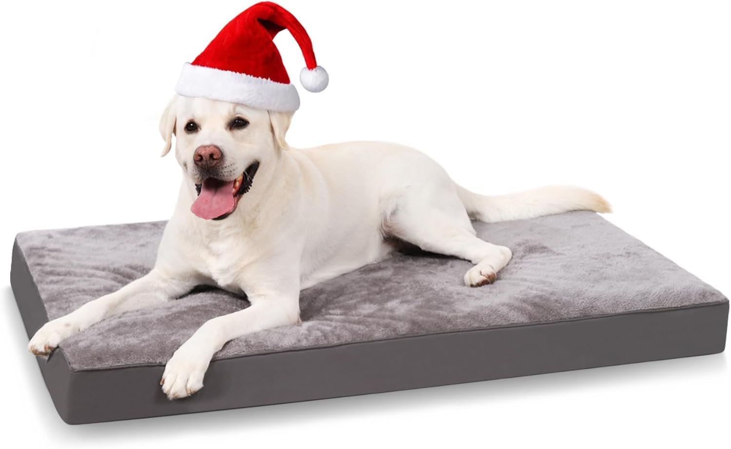 Dog Beds Large Washable, Orthopedic Dog Crate Beds with Waterproof Removable Cover, Flat Dog Mattress Non skid Bottom, Pet Beds for Dogs, Grey, 90x55x7cm
