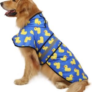 Dog Raincoat Hooded Slicker Poncho for Small to X-Large Dogs and Puppies (Rubber Ducks, Large)