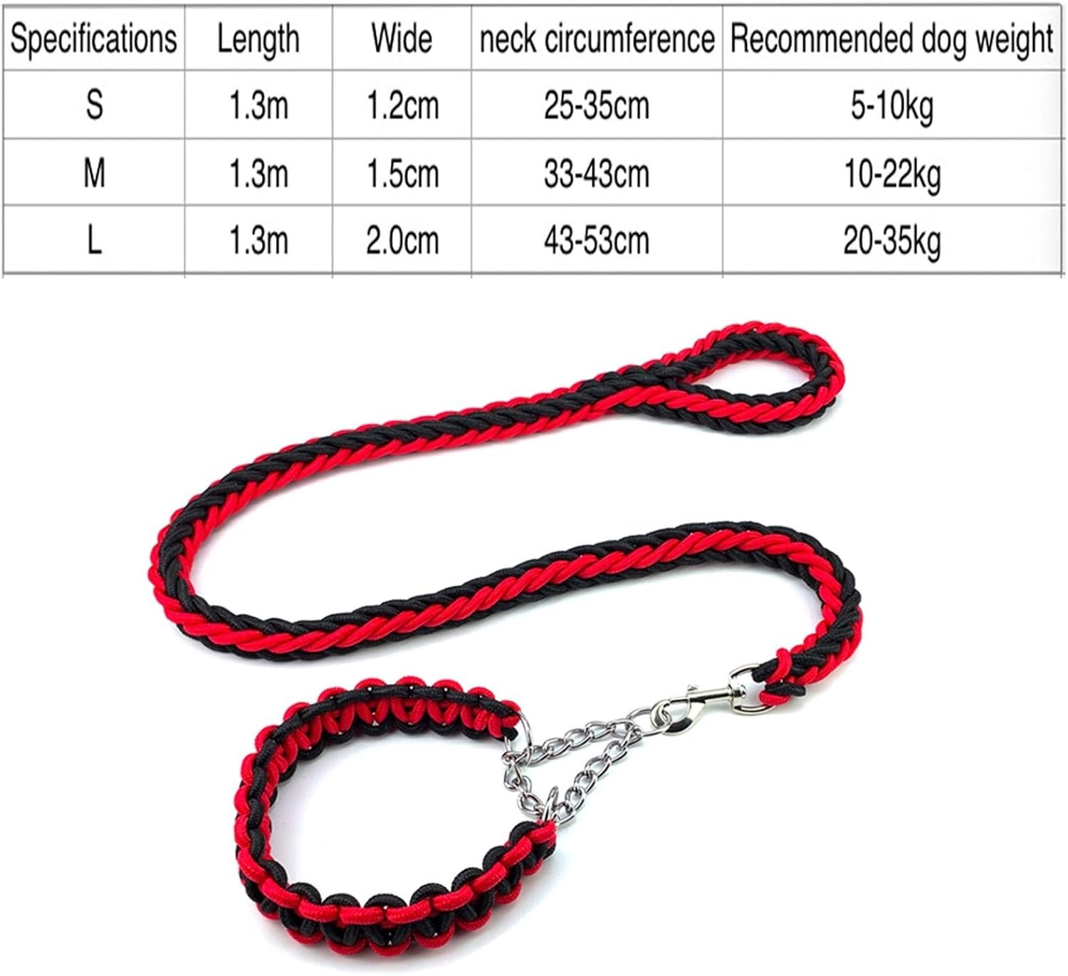 Dog Leash Nylon Braided Dog Collar and Leash Set Traction Rope for Small Medium Large Dog Leash Bull Terrier Pet Accessories Dog Leash (Size : 43 53 cm) ( 33 43 cm) - Image 2