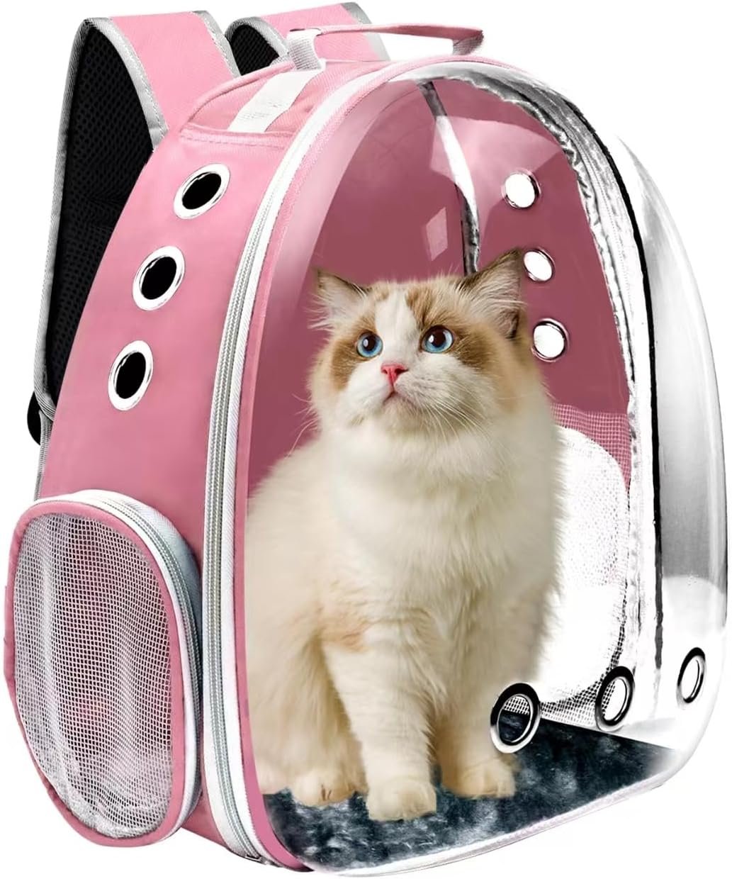 Cat Backpack Carrier, Pet Cat Carrier with Ventilated Design for Carrying Puppy Cats, Pet Carrier Backpack for Traveling/Hiking/Camping/Outdoors Airline Approved Travel Carrier(Pink)