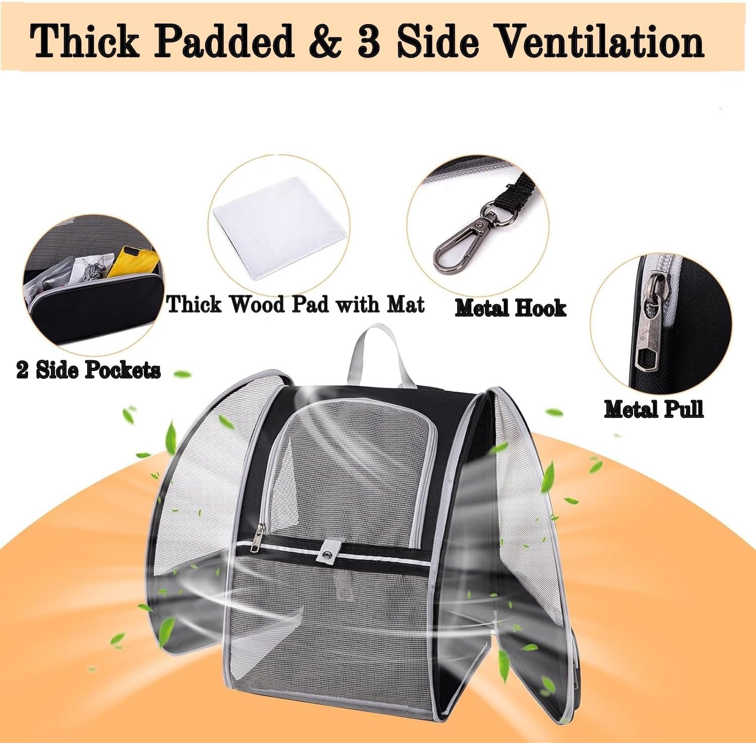Cat Backpack Dog Backpack Carrier for Small Dogs and Medium Cat up to 15lbs, Travel Pet Carrier for Puppy Kitten Bunny, Cat Dog Carrying Backpack Collapsible (Black) - Image 2