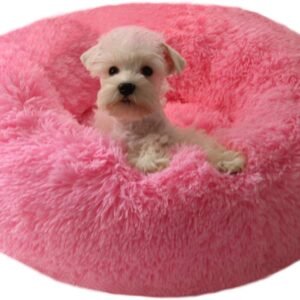 Modern Soft Plush Round Pet Bed for Cats or Small Dogs, Mini Medium Sized Dog Cat Bed Self Warming Autumn Winter Indoor Snooze Sleeping Cozy Kitty Teddy Kennel (20'' D x 8'' H, Hot Pink)