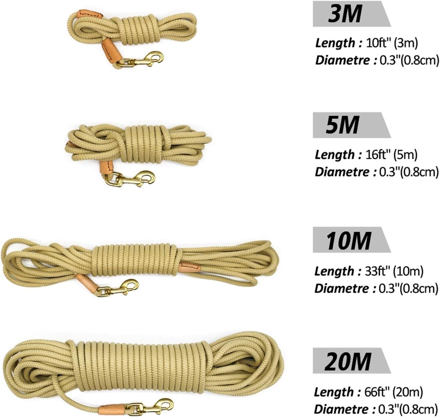 Pet Traction Rope Durable Dog Tracking Leash Nylon Long Leads Rope Pet Training Walking Leashes 3m 5m 10m 20m for Medium Large Dogs Non-Slip Dog Leash (Size : 10m) (B 3m) - Image 2