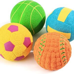 Squeaky Dog Toys, [4 Pack] Interactive Dog Balls with Squeaker for Medium Dogs, 2.8'' Soft Latex Rubber Bouncy Fetch Play Ball Toy