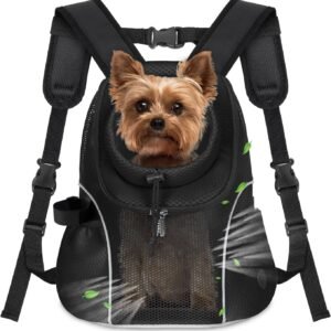 Pet Dog Carrier Backpack Small Dog Front Backpack Ventilated Mesh Dog Travel Back Pack with Safety Belt for Travel Hiking Cycling Outdoor Use (S (2-4.5 lbs), Black)