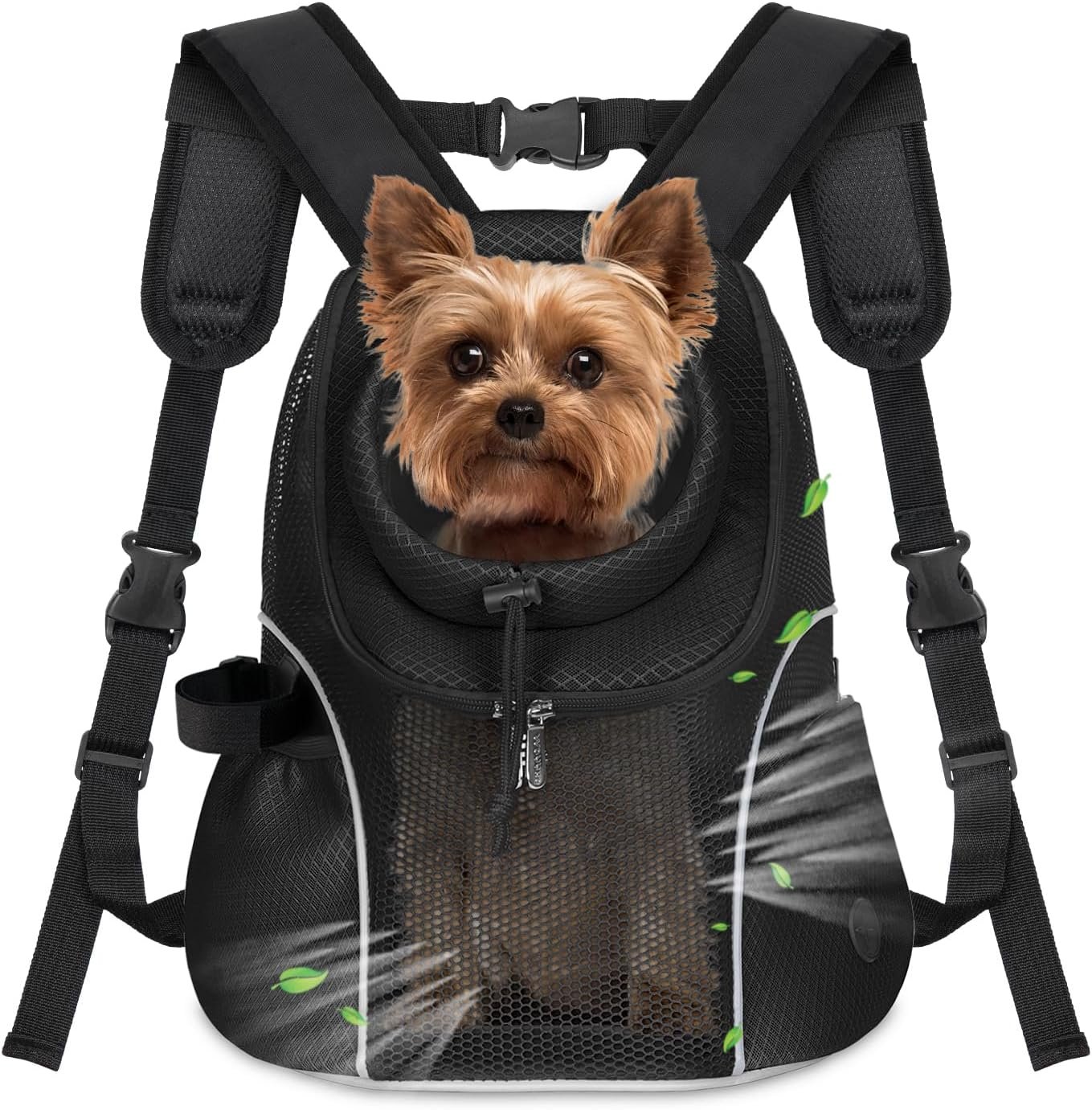 Pet Dog Carrier Backpack Small Dog Front Backpack Ventilated Mesh Dog Travel Back Pack with Safety Belt for Travel Hiking Cycling Outdoor Use (S (2-4.5 lbs), Black)