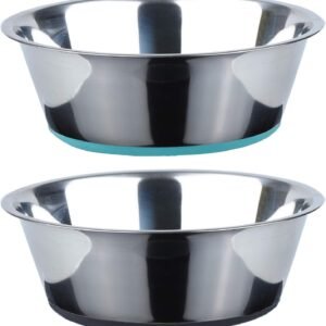 Deep Stainless Steel Anti-Slip Dog Bowls - 2-Pack, 3 Cups