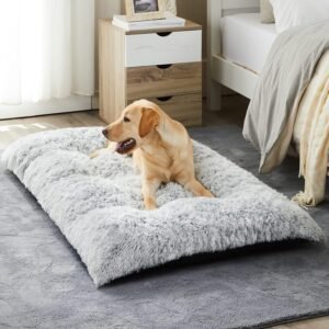 Dog Beds for Large Dogs, Plush Dog Crate Bed Fluffy Cozy Kennel Pad for Sleeping & Ease Anxiety, Washable Dog Mats with Anti-Slip Bottom for Large Medium Dogs