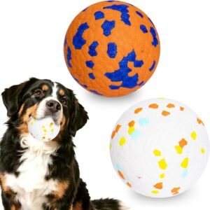 Dog Balls Tennis Ball Toys 2 Pack Dog Toys For Aggressive Chewers Indestructible Durable Teething Chew Bouncy Safe Balls Dogs Floating For Water Toy Fetch Pet Ball For Large Medium Dogs(White+Orange)