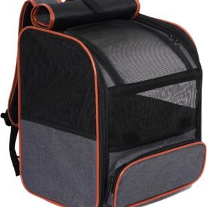 Cat Backpack Carrier, Breathable & Foldable Pet Carriers for Cats, Small Dogs and Rabbits Under 15 lbs, Airline Approved Dog & Cat Carrier Backpack for Hiking, Travel, Camping, Dark Gray