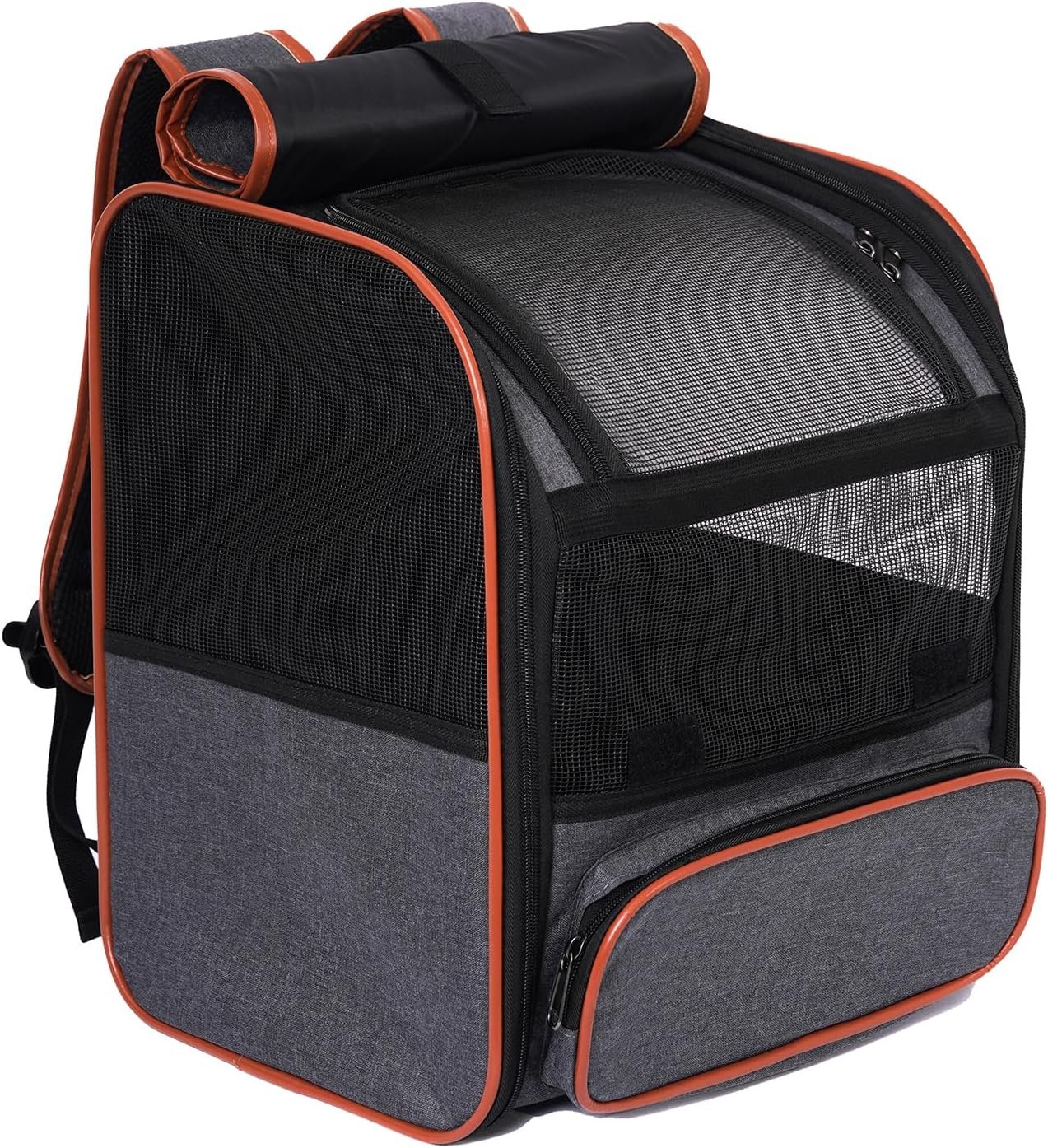 Cat Backpack Carrier, Breathable & Foldable Pet Carriers for Cats, Small Dogs and Rabbits Under 15 lbs, Airline Approved Dog & Cat Carrier Backpack for Hiking, Travel, Camping, Dark Gray