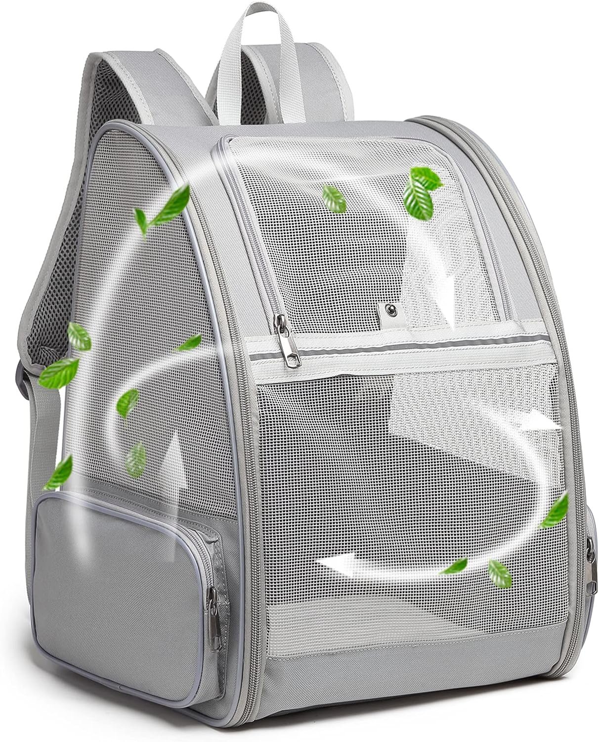 Pet Backpack Carrier for Small Cats Dogs | Ventilated Design, Safety Straps, Buckle Support, Collapsible | Designed for Travel, Hiking & Outdoor Use (Light Gray)