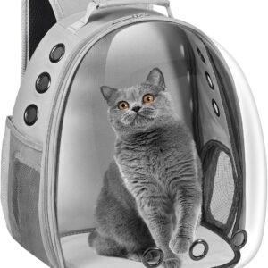 Cat Carrier Backpack, Pet Carrier Backpack Front Pack for Small Medium Cat Puppy Dog Carrier Backpack Bag Space Capsule, Airline-Approved Pet Carrier for Travel Hiking Walking Camping (Grey)